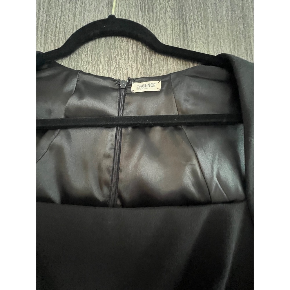 L'AGENCE Black Cotton Blend Sleeveless Square Neck Sheath Dress Career Office - Picture 2 of 8